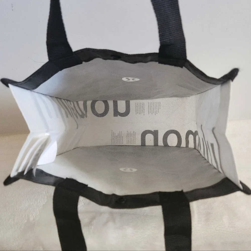 Lululemon Holiday Special Edition Black White Small Reusable Carryall Tote Bag